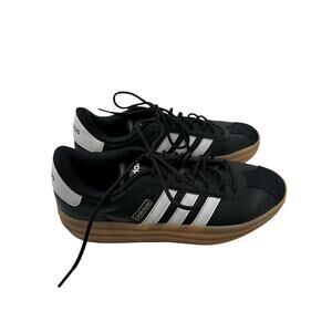 Adidas VL Court Bold Sneakers Women’s 10 | Black White 3-Stripes Gum Sole